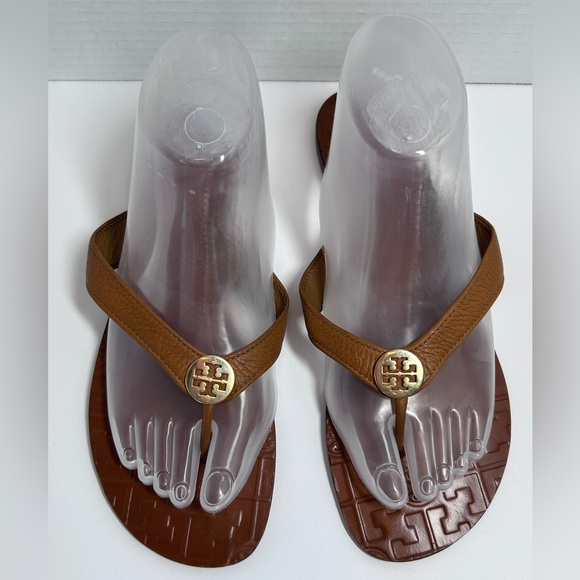 Tory Burch Thora Thong Sandals, Signature Logo Medallion, 100% Leather Size 9 - Picture 8 of 12